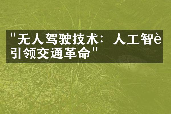 "无人驾驶技术：人工智能引领交通革命"