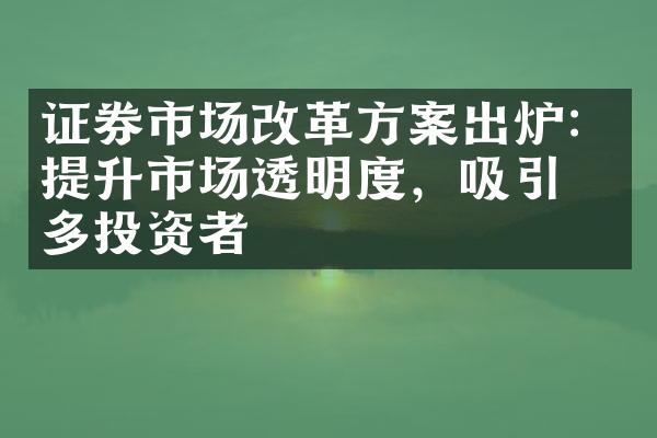 证券市场改革方案出炉：提升市场透明度，吸引更多投资者