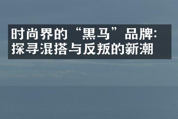 时尚界的“黑马”品牌：探寻混搭与反叛的新潮流