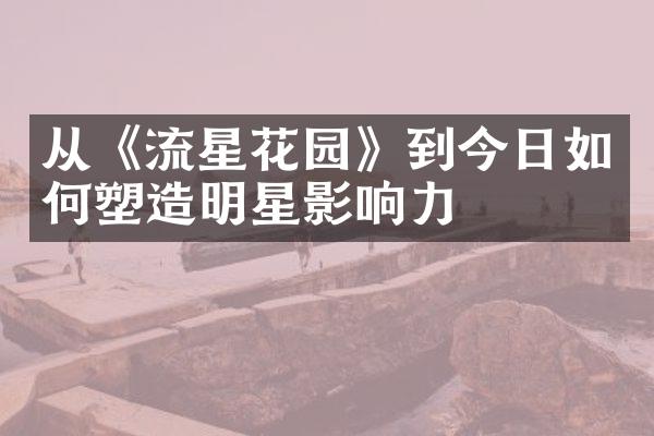 从《流星花园》到今日如何塑造明星影响力