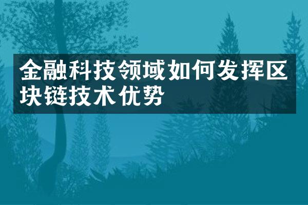 金融科技领域如何发挥区块链技术优势