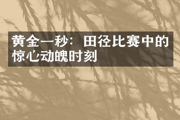 黄金一秒：田径比赛中的惊心动魄时刻