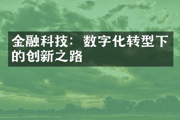 金融科技：数字化转型下的创新之路