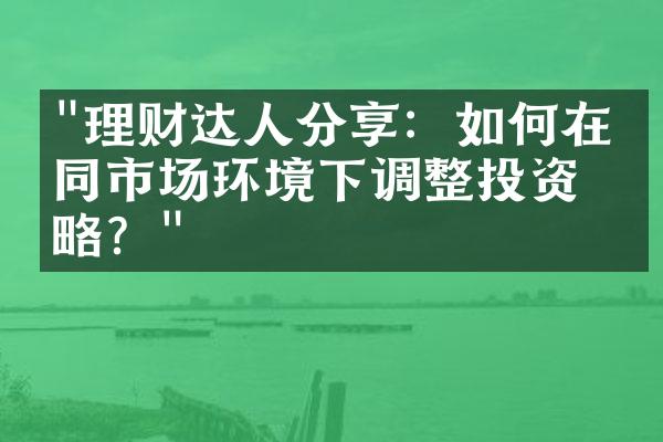 "理财达人分享：如何在不同市场环境下调整投资策略？"