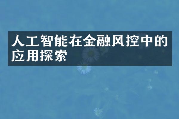 人工智能在金融风控中的应用探索