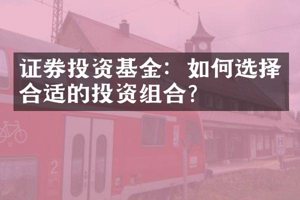 证券投资基金：如何选择合适的投资组合？