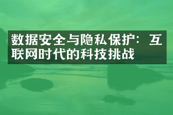 数据安全与隐私保护：互联网时代的科技挑战