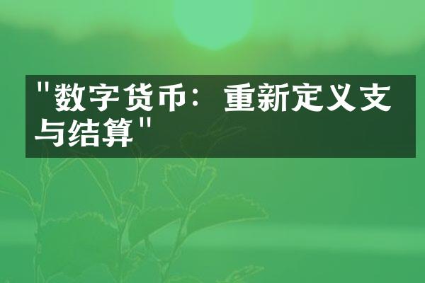 "数字货币：重新定义支付与结算"