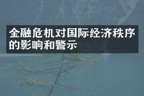 金融危机对国际经济秩序的影响和警示