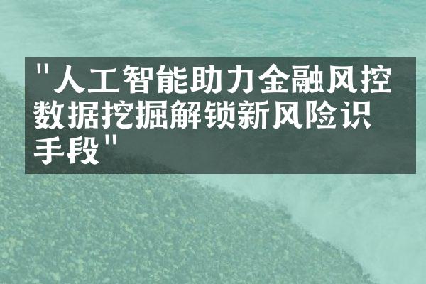 "人工智能助力金融风控：数据挖掘解锁新风险识别手段"