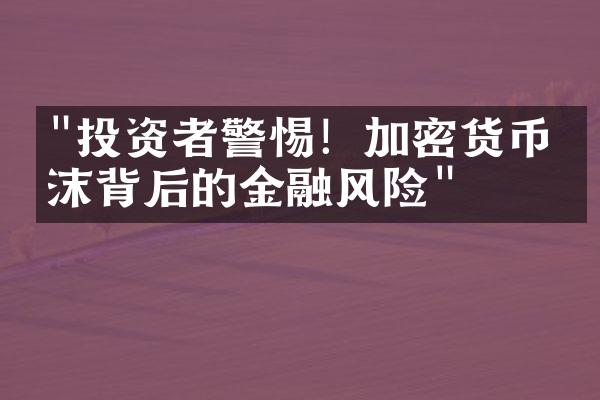 "投资者警惕！加密货币泡沫背后的金融风险"