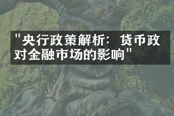 "央行政策解析：货币政策对金融市场的影响"