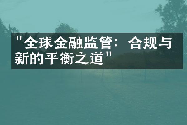 "全球金融监管：合规与创新的平衡之道"