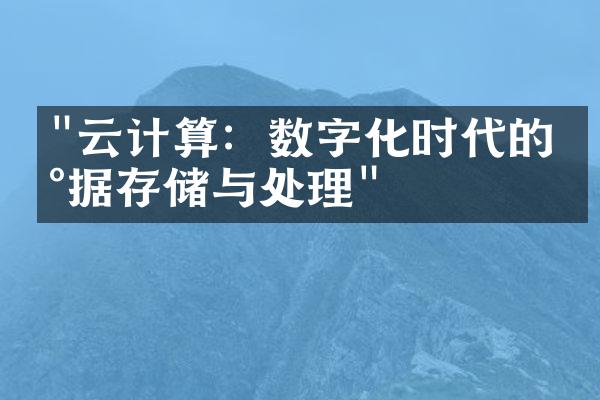 "云计算：数字化时代的数据存储与处理"