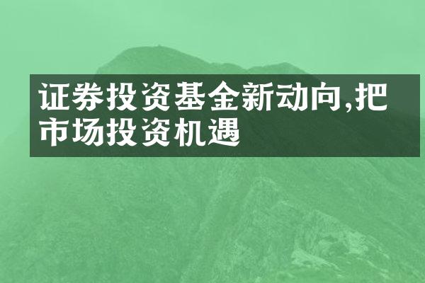 证券投资基金新动向,把握市场投资机遇