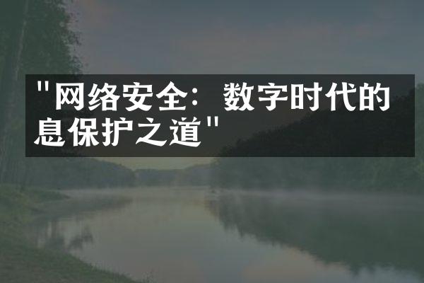 "网络安全：数字时代的信息保护之道"