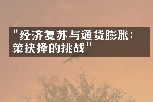 "经济复苏与通货膨胀：政策抉择的挑战"