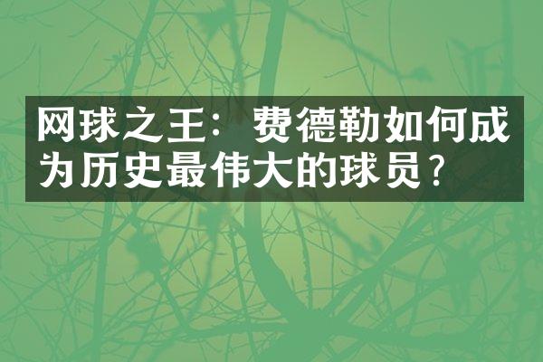 网球之王：费德勒如何成为历史最伟大的球员？