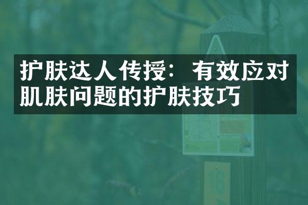 护肤达人传授：有效应对肌肤问题的护肤技巧