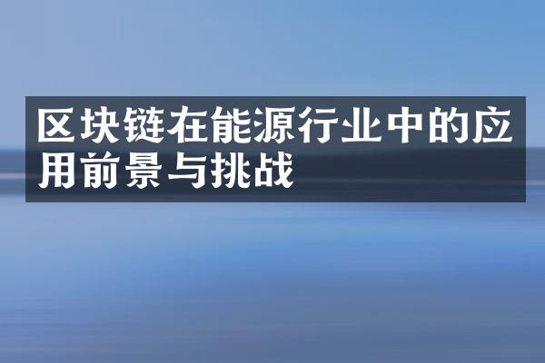 区块链在能源行业中的应用前景与挑战