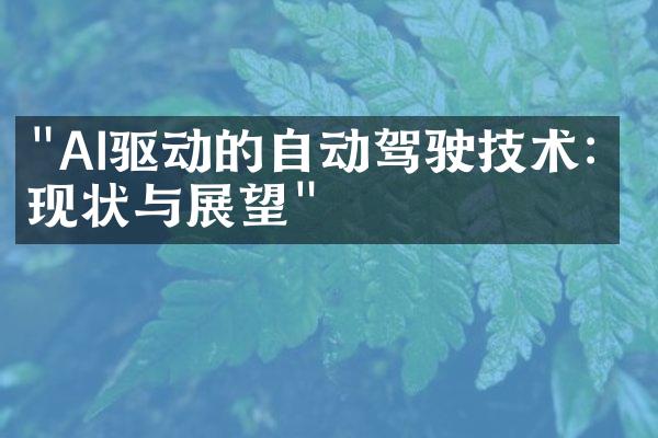 "AI驱动的自动驾驶技术：现状与展望"