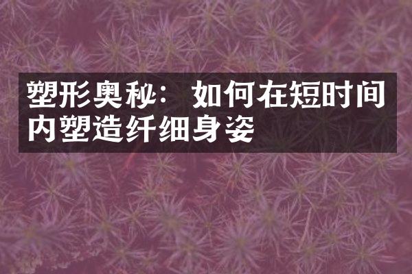 塑形奥秘：如何在短时间内塑造纤细身姿