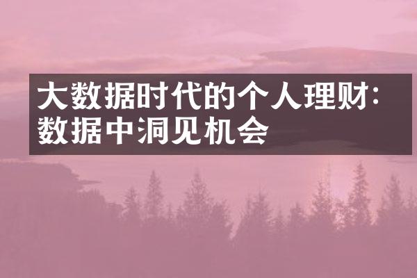 大数据时代的个人理财:从数据中洞见机会