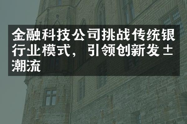 金融科技公司挑战传统银行业模式，引领创新发展潮流