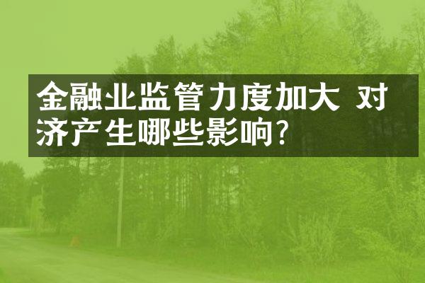 金融业监管力度加大 对经济产生哪些影响？