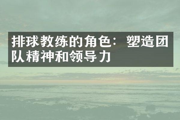 排球教练的角色：塑造团队精神和领导力