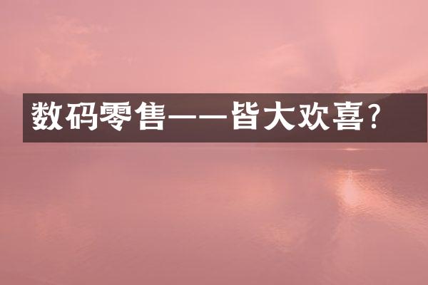 数码零售——皆大欢喜？