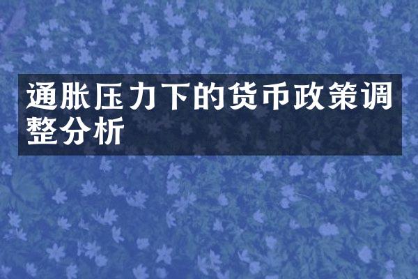 通胀压力下的货币政策调整分析