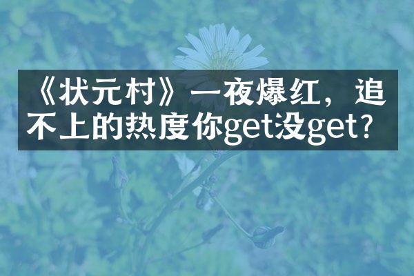 《状元村》一夜爆红，追不上的热度你get没get？