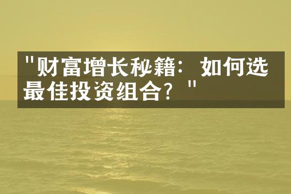 "财富增长秘籍：如何选择最佳投资组合？"