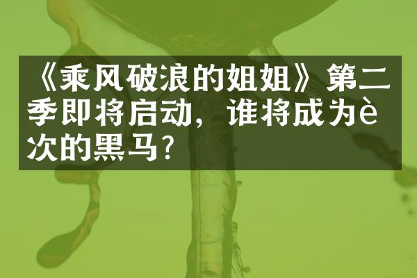 《乘风破浪的姐姐》第二季即将启动，谁将成为这次的黑马？