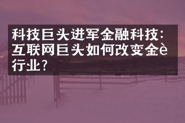 科技巨头进军金融科技：互联网巨头如何改变金融行业？