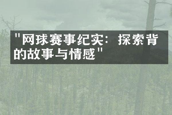 "网球赛事纪实：探索背后的故事与情感"