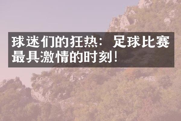 球迷们的狂热：足球比赛最具的时刻！