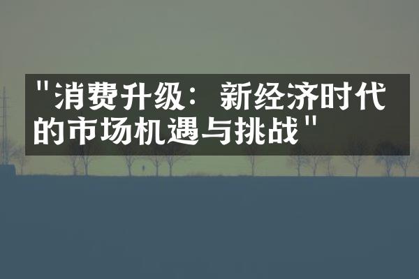 "消费升级：新经济时代下的市场机遇与挑战"