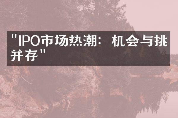 "IPO市场热潮：机会与挑战并存"