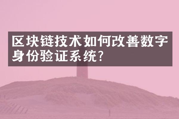 区块链技术如何改善数字身份验证系统？