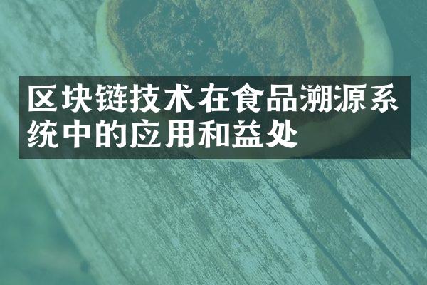 区块链技术在食品溯源系统中的应用和益处