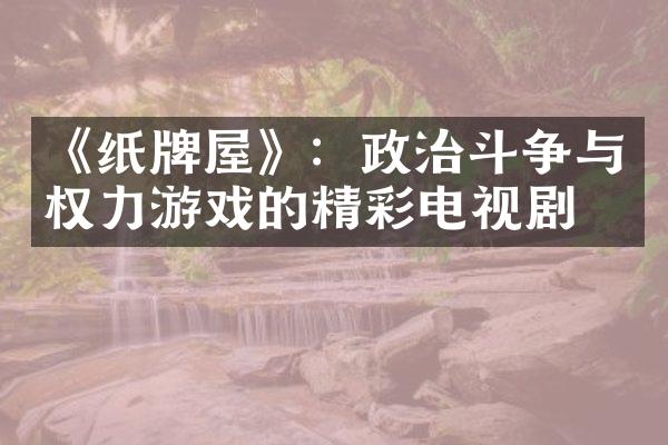 《纸牌屋》：政治斗争与权力游戏的精彩电视剧