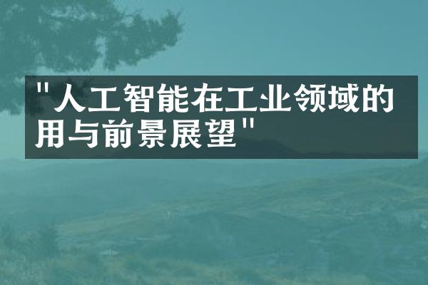 "人工智能在工业领域的应用与前景展望"