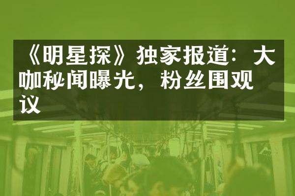 《明星探》独家报道：咖秘闻曝光，粉丝围观热议