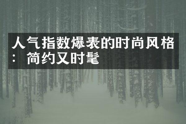 人气指数爆表的时尚风格：简约又时髦