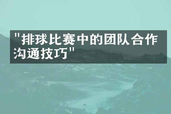 "排球比赛中的团队合作与沟通技巧"