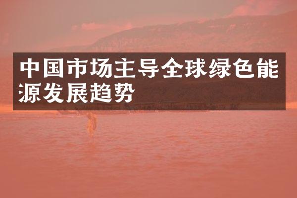 中国市场主导全球绿色能源发展趋势