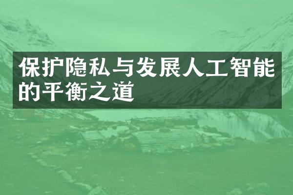 保护隐私与发展人工智能的平衡之道