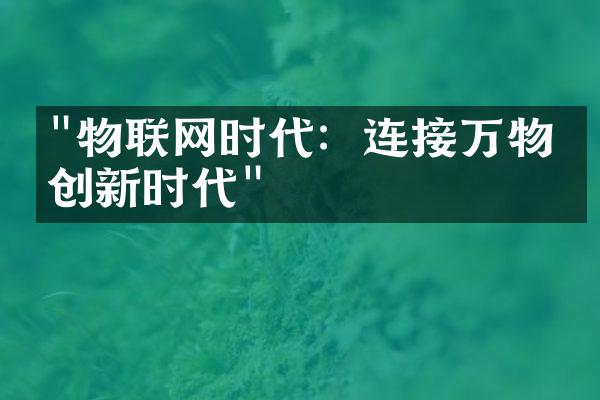 "物联网时代：连接万物的创新时代"